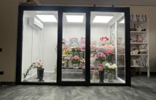 Холодильна камера для квітів графіт з панорамним склом